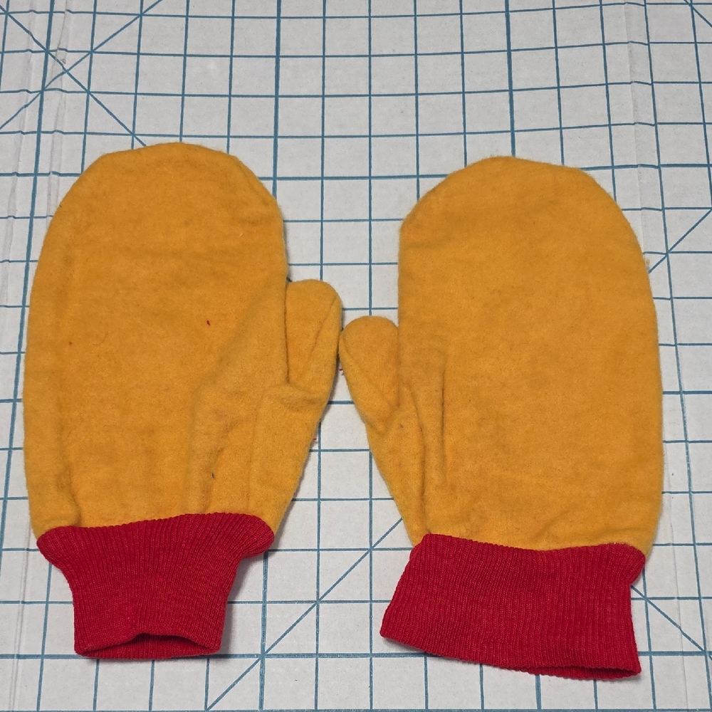 Pair Work Farm Chore Mittens, Yellow & Red